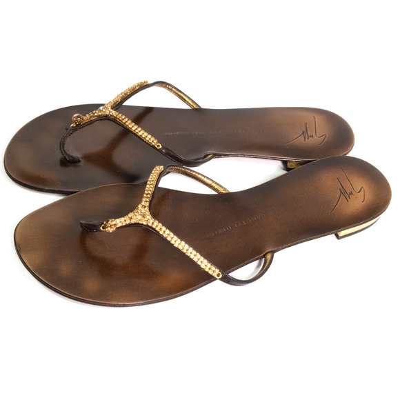 Giuseppe Zanotti Womens Fancy Bling Stone Thong Sandals Size 8.5 - Picture 1 of 12